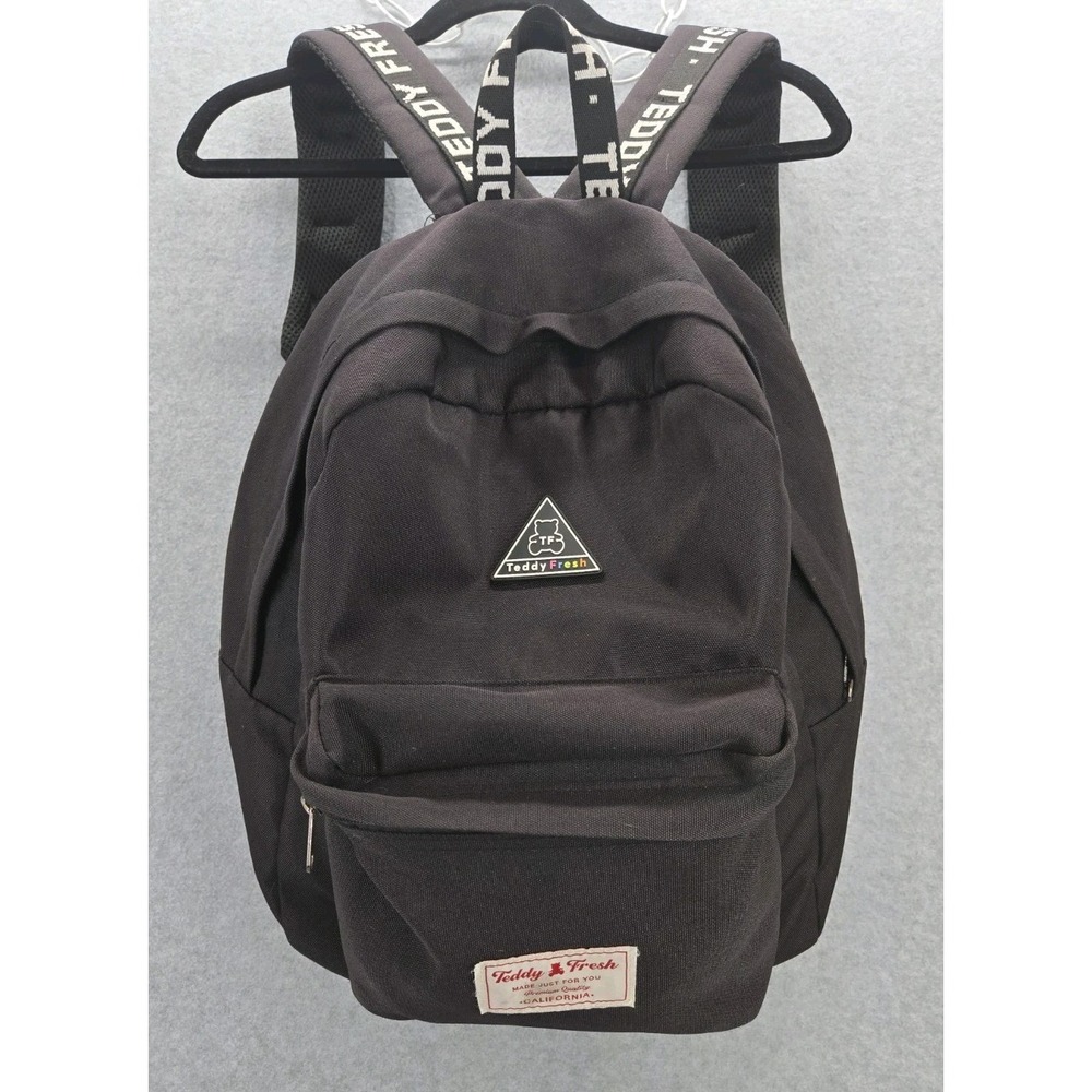 Rare Teddy Fresh Large Backpack Black Bag Bookbag Laptop Zippered 16x15 Apprx.